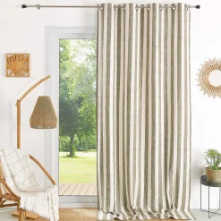 Rideau ameublement coton flamme 140x260 - kaki