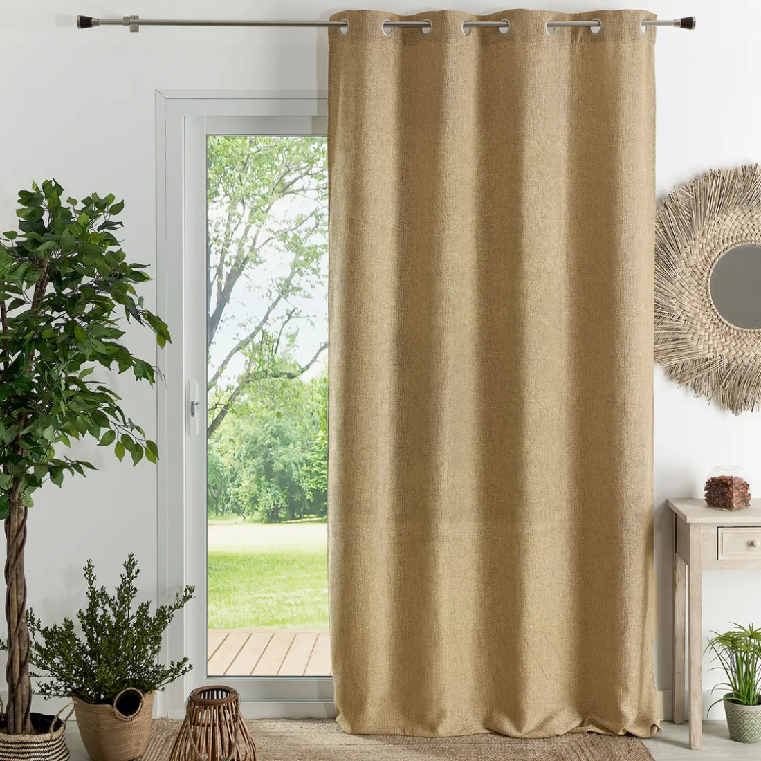 Rideau ameublement uni natte 140x260 PANAMA - jute