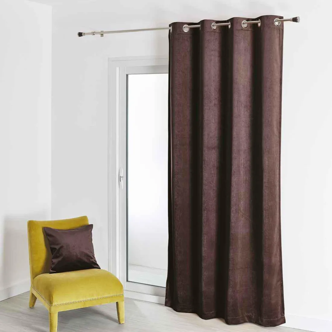 Rideau d'Ameublement en Suédine Unie Taupe 140X260 cm SOFT
