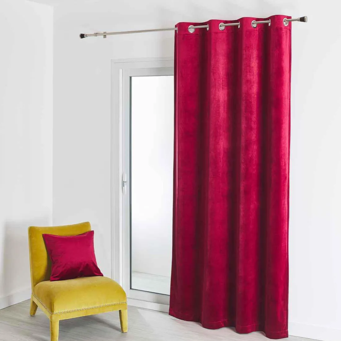 Rideau d'Ameublement Uni Bordeaux 135X260 cm VELOURS