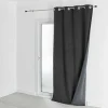 Rideau d'Ameublement Velours Double Polaire 135x280 cm VELVETA - Anthracite