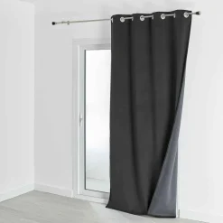 Rideau d'Ameublement Velours Double Polaire 135x280 cm VELVETA - Anthracite