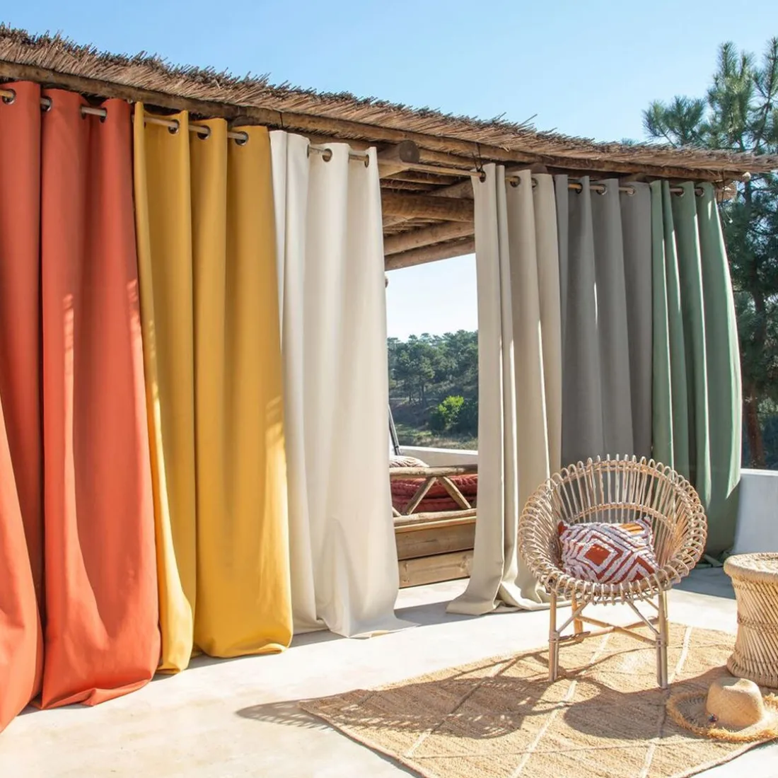 Rideau d'extérieur en polyester 135x240 TOILE terracotta
