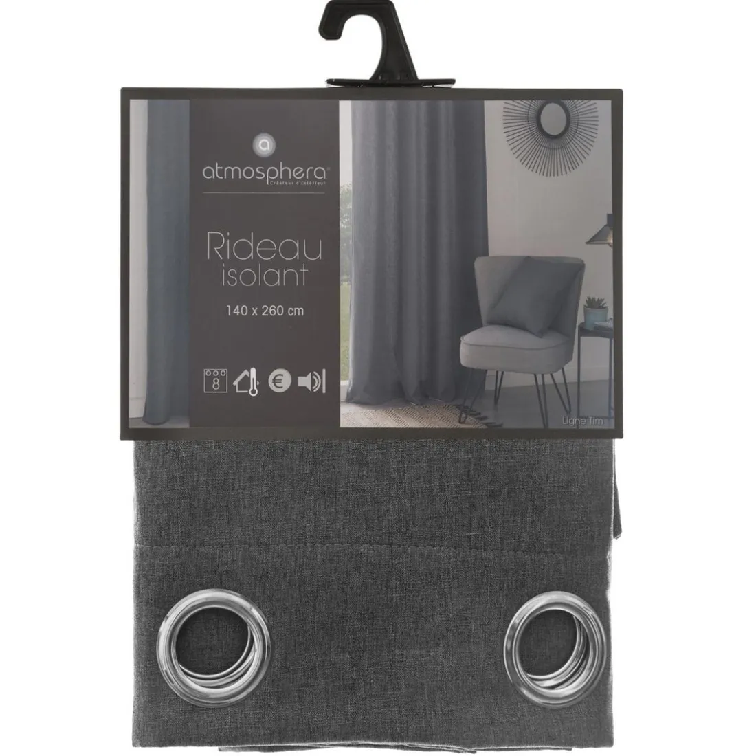 Rideau isolant gris