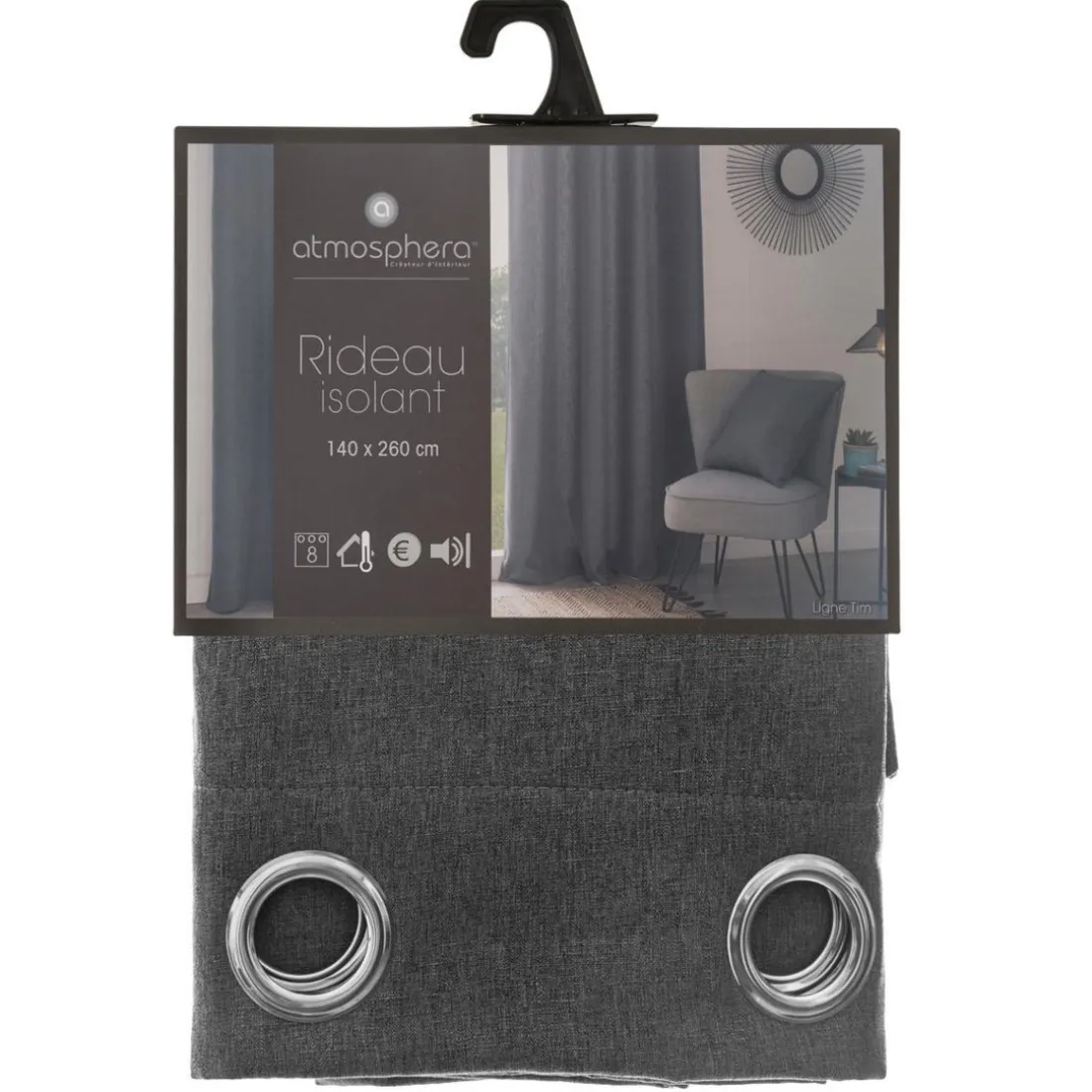 Rideau isolant gris