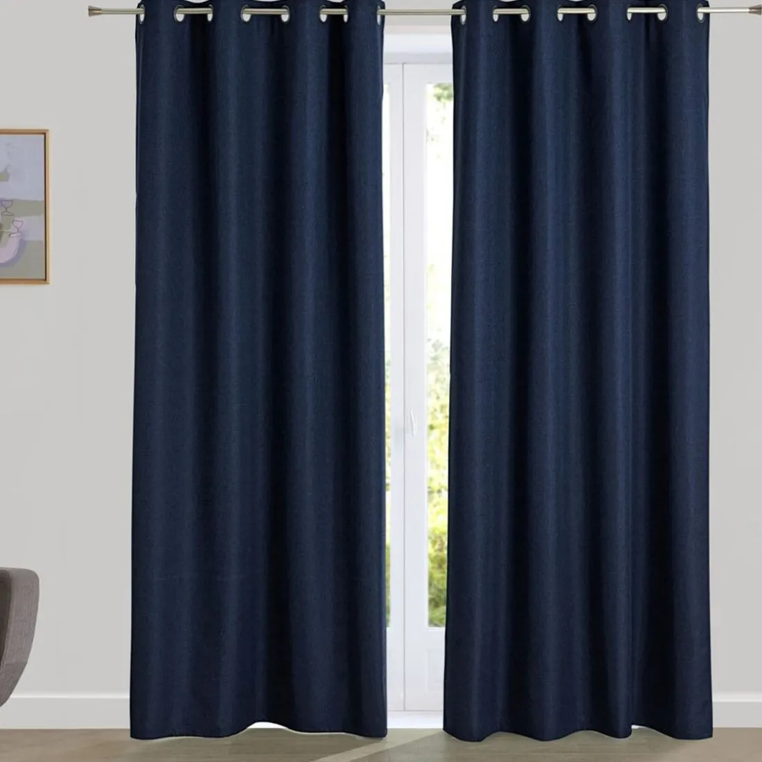 Rideau occultant thermique aspect natté Becquet - Bleu Marine