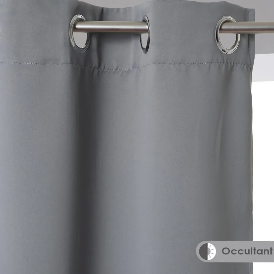 Rideau occultant uni gris 140x260