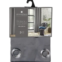 Rideau occultant uni gris 140x260