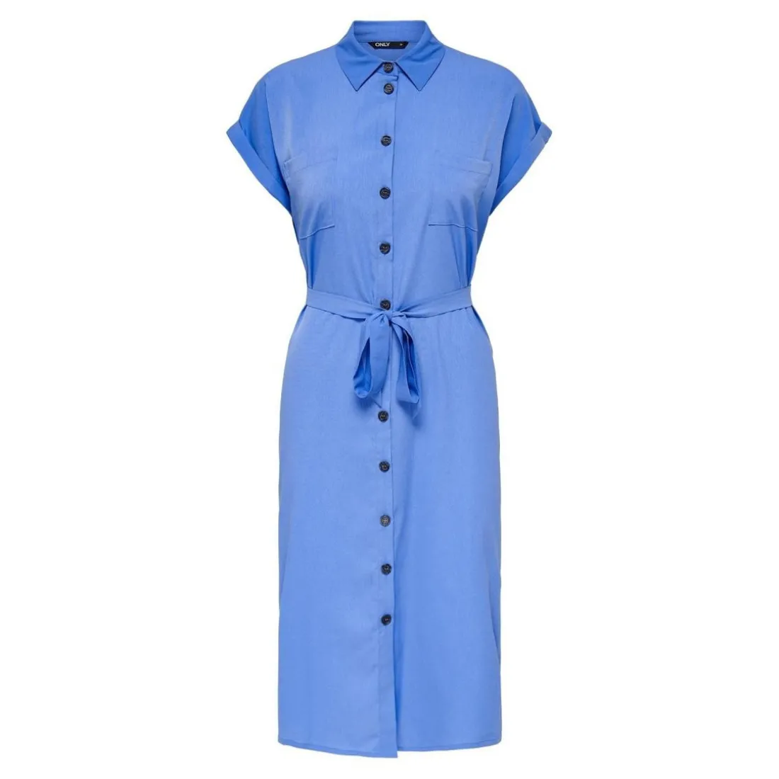 Robe chemise Manches courtes Au-dessus du genou Poignets repliés bleu Xia