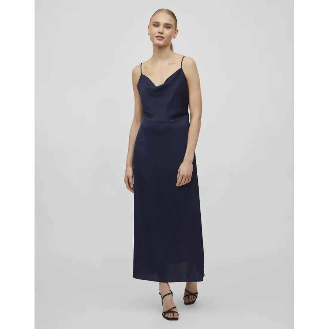 Robe col en v bleu Cleo