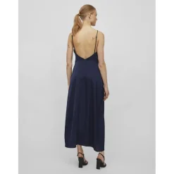 Robe col en v bleu Cleo