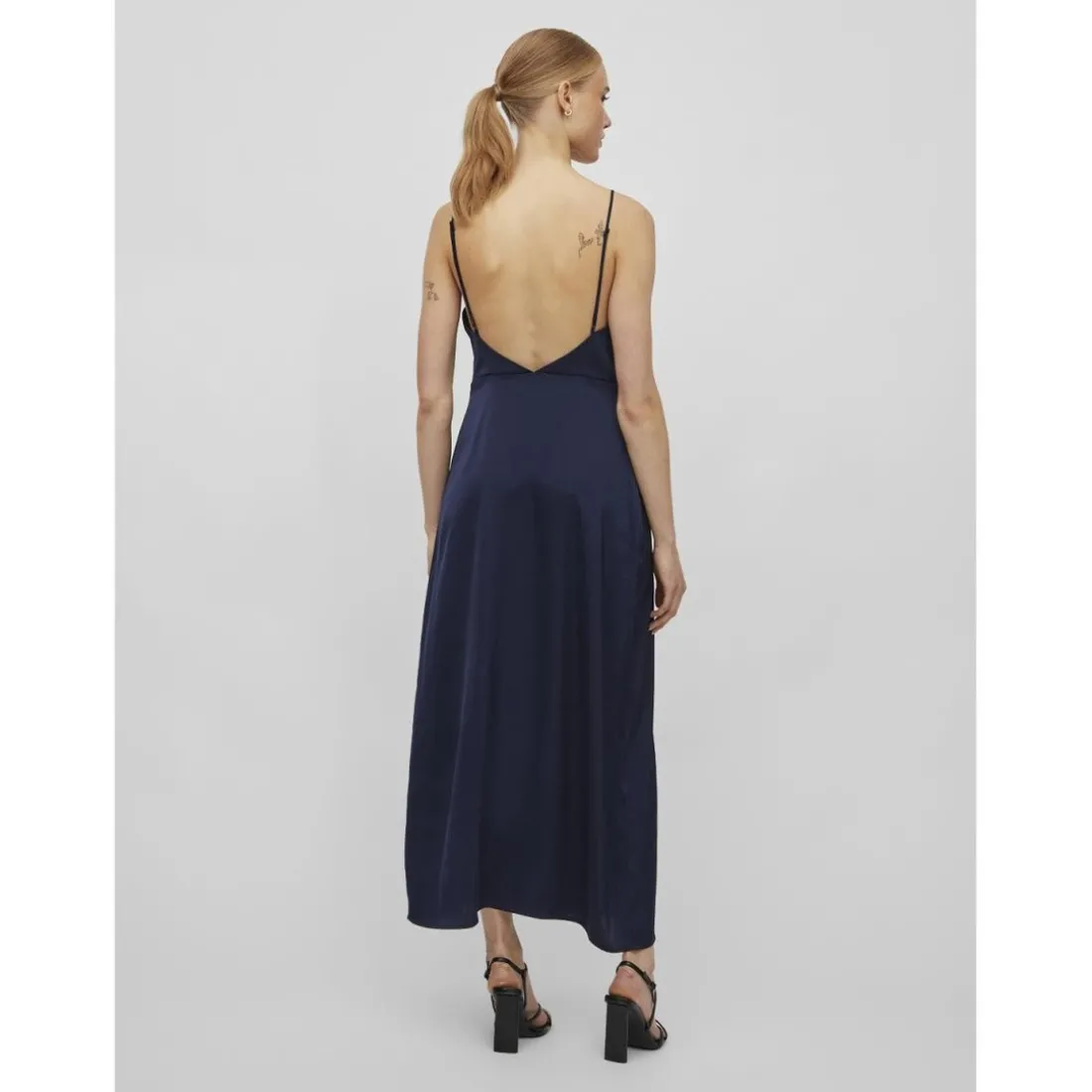 Robe col en v bleu Cleo