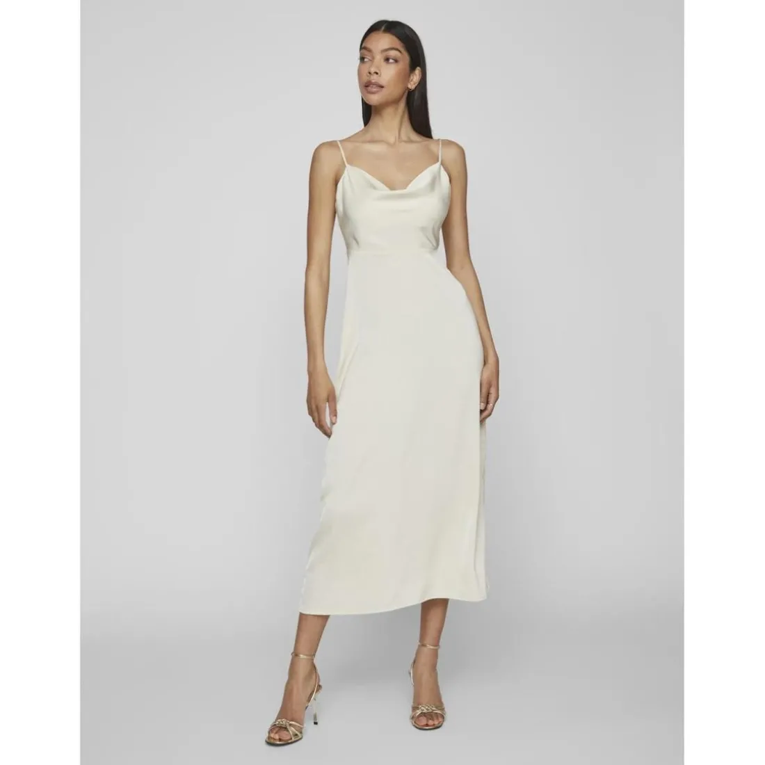 Robe col en v gris Lily