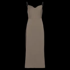 Robe col en v marron