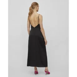 Robe col en v noir Anya
