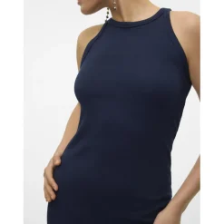 Robe col rond sans manches bleu en coton bio Hope