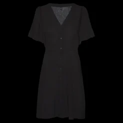 Robe court col en v manches larges manches courtes noir Mia