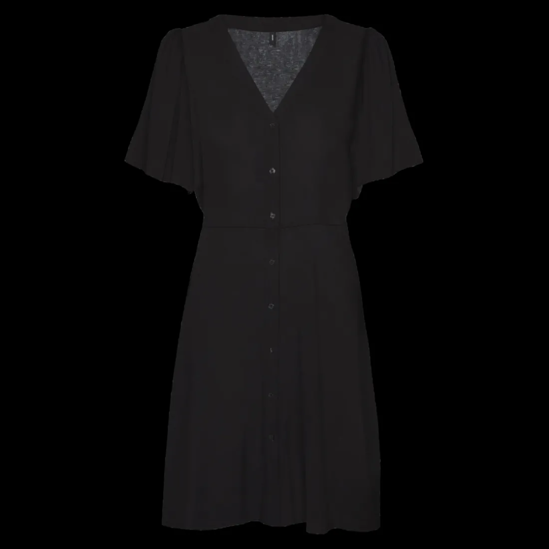 Robe court col en v manches larges manches courtes noir Mia