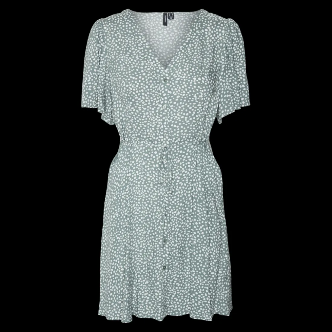 Robe court col en v manches larges manches courtes vert Zola