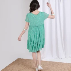 Robe courte à pois doré Flore en viscose