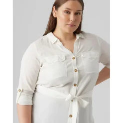 Robe courte avec col chemise blanc