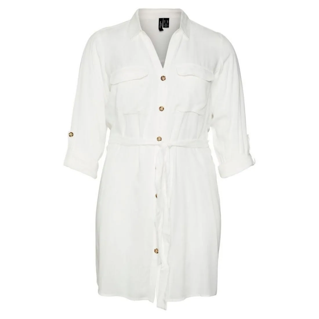 Robe courte avec col chemise blanc