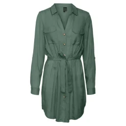 Robe courte avec col chemise vert