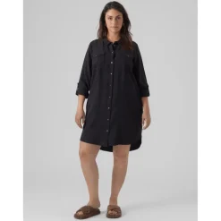 Robe courte col chemise noir