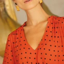 Robe courte Delia orange en viscose