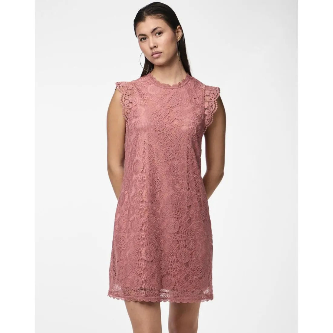 Robe courte en dentelle Colline rose Kai