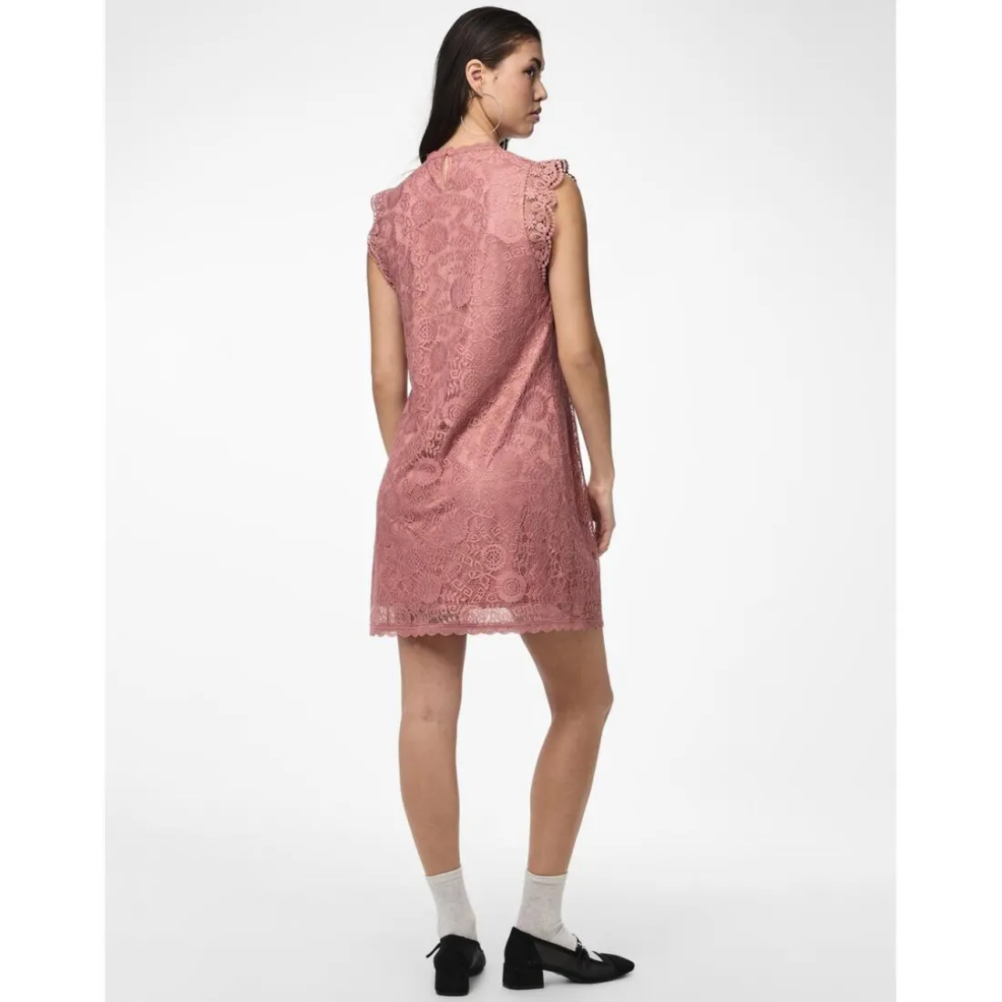 Robe courte en dentelle Colline rose Kai