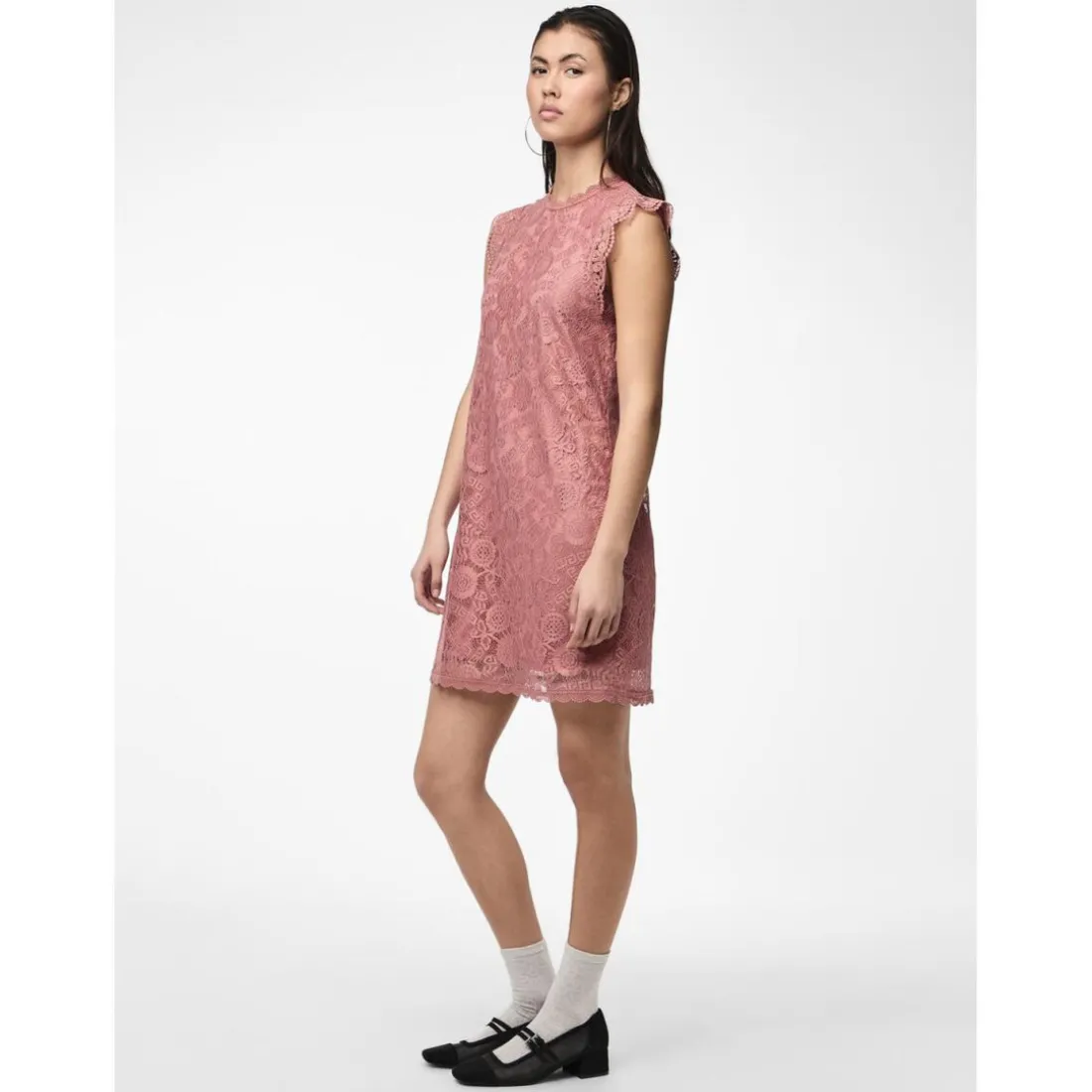 Robe courte en dentelle Colline rose Kai