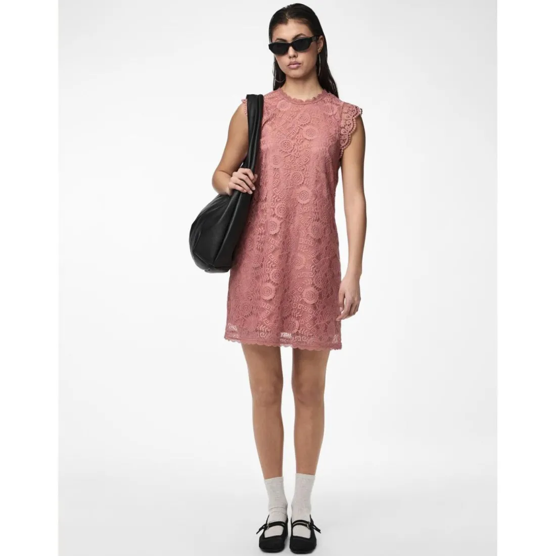 Robe courte en dentelle Colline rose Kai