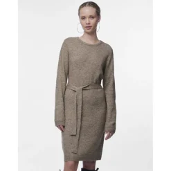 Robe courte en maille marron Ode