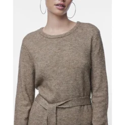 Robe courte en maille marron Ode