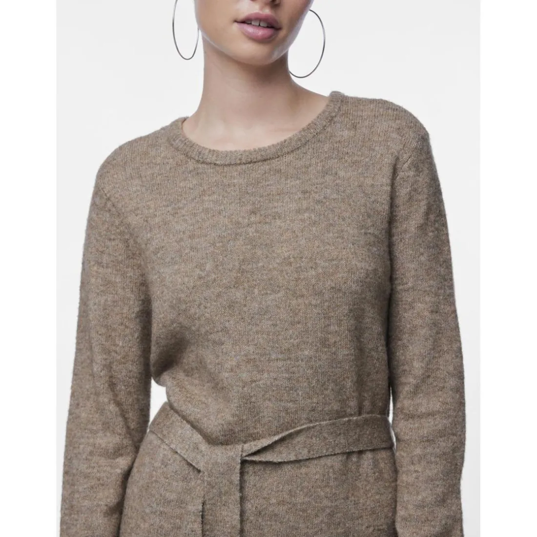 Robe courte en maille marron Ode