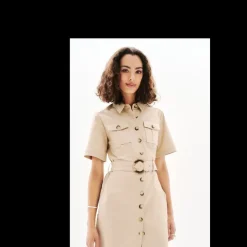 Robe courte femme taupe en coton