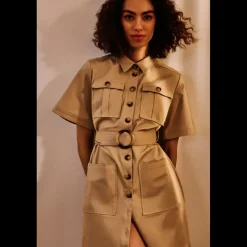 Robe courte femme taupe en coton
