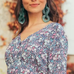 Robe courte imprimée Nina Réédition bleu en viscose