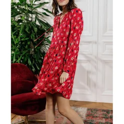 Robe courte LEONIDE violet en viscose