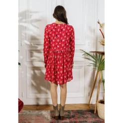 Robe courte LEONIDE violet en viscose