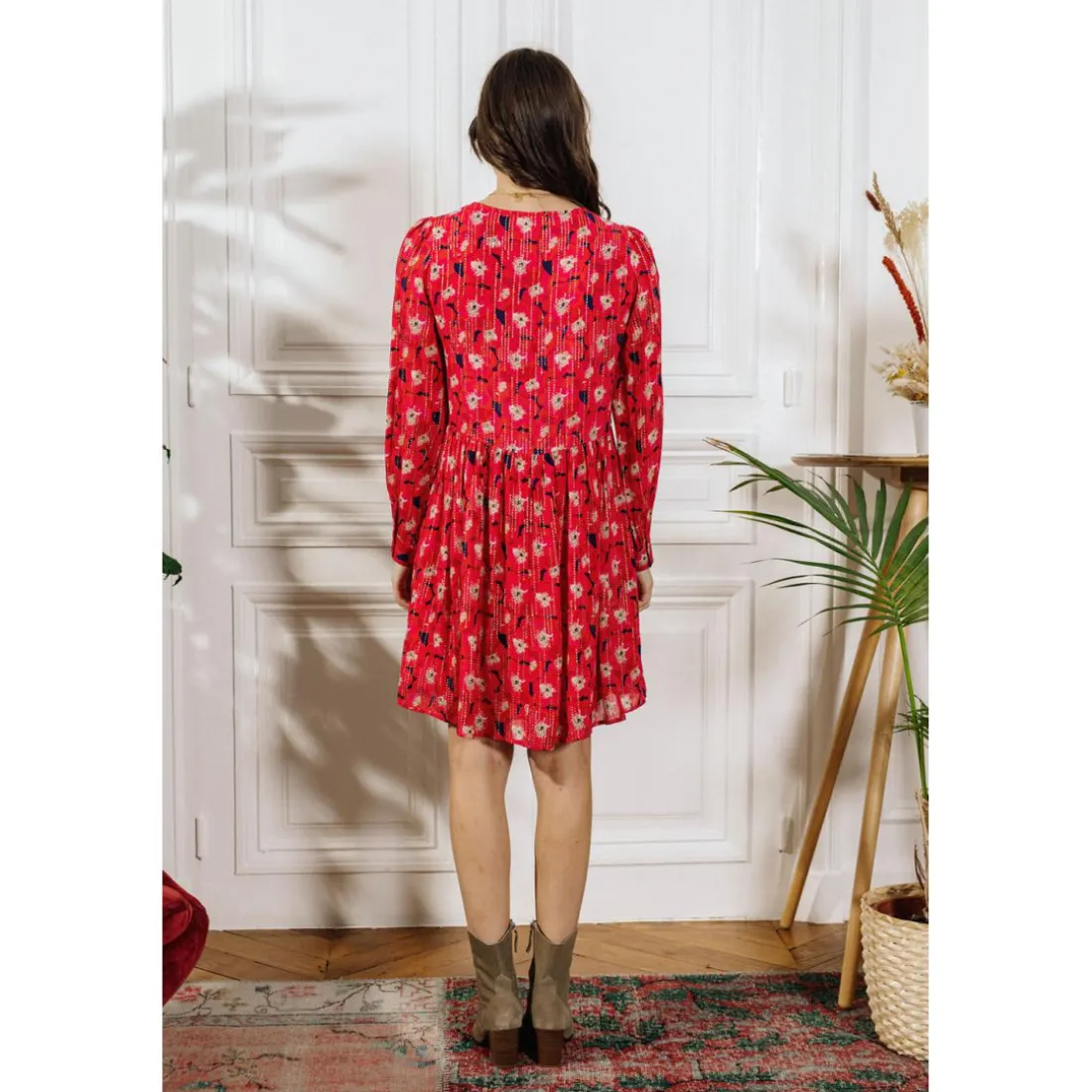 Robe courte LEONIDE violet en viscose