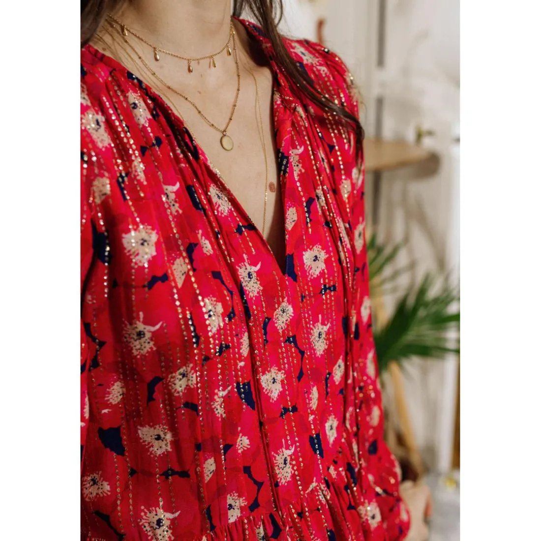 Robe courte LEONIDE violet en viscose