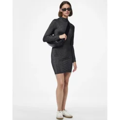 Robe courte manches longue noir Monica Ora
