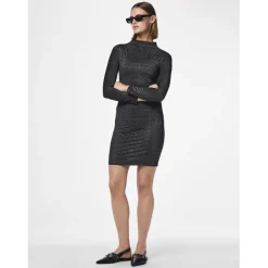 Robe courte manches longue tight fit noir Monica Willa