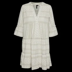 Robe courte tunique court col en v manches larges manches 3/4 gris Skye