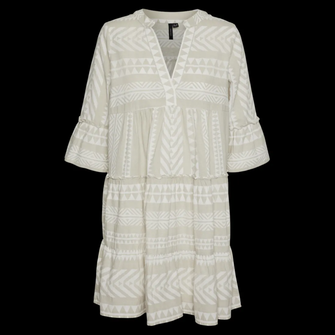 Robe courte tunique court col en v manches larges manches 3/4 gris Skye