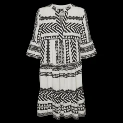 Robe courte tunique court col en v manches larges manches 3/4 blanc Zoe