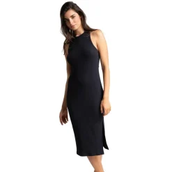 Robe débardeur longue en coton - Noire