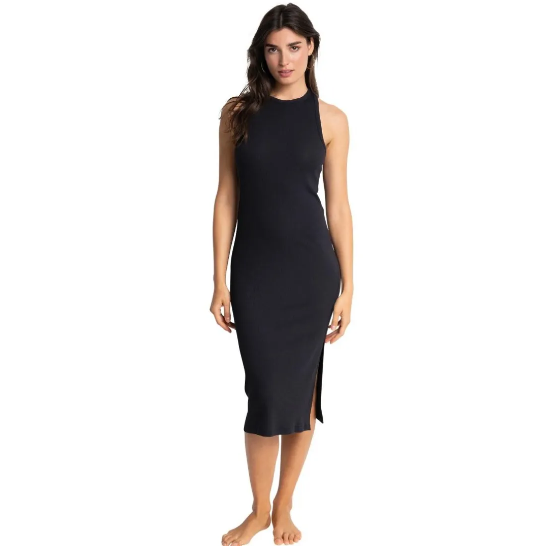 Robe débardeur longue en coton - Noire